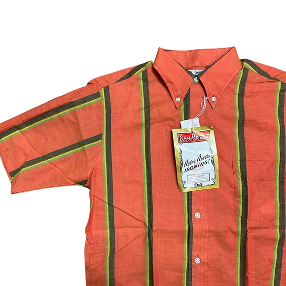NWT Vintage Kennington California Stripe ShortSleeve Button Up Shirt Mens‎ Small - Picture 2 of 6